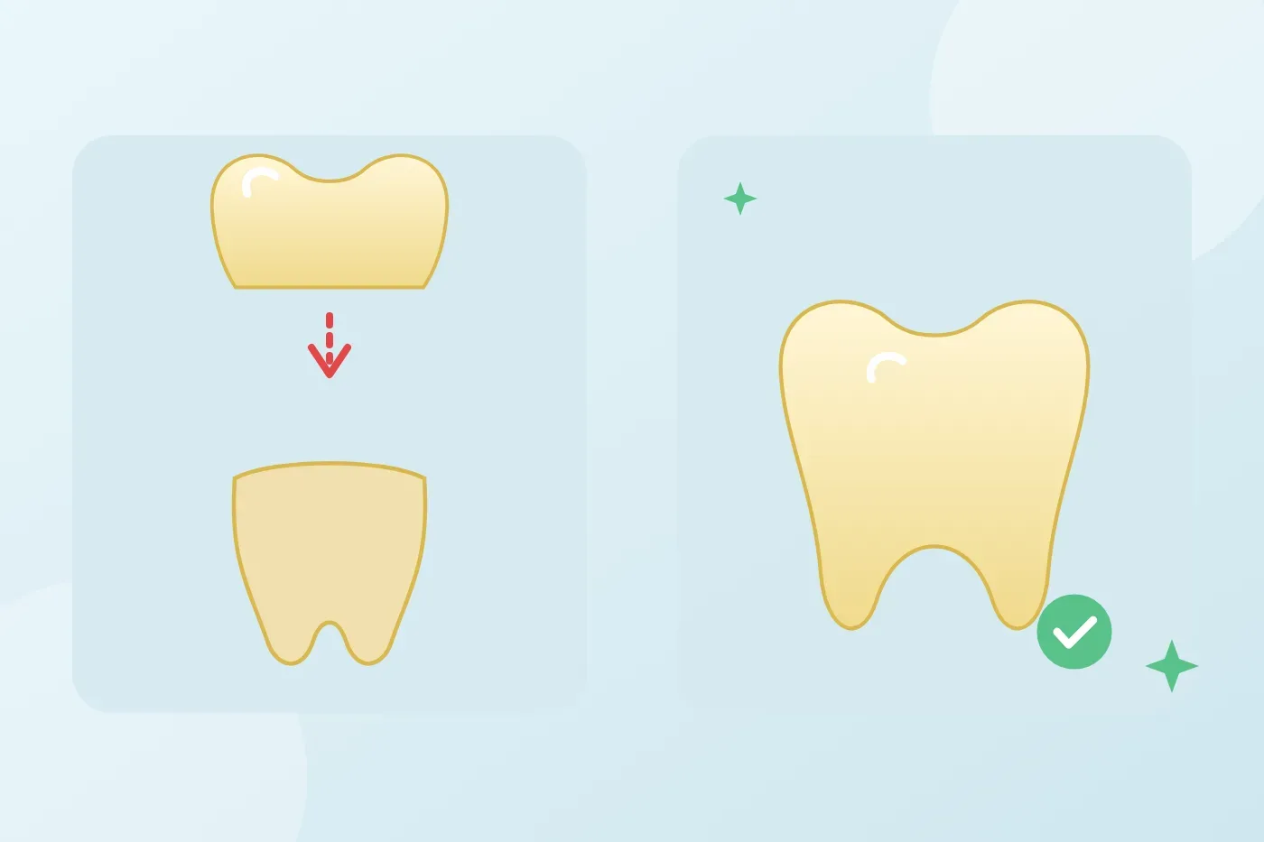 What should you do when a porcelain crown comes off or breaks, and can it be re-cemented?